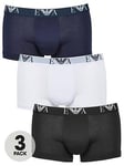 Emporio Armani Bodywear Emporio Armani 3 Pack Trunk - Multi , White/Black/Blue, Size L, Men