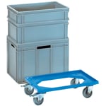 Fechtel Transport- - Chariot à caisse Capacité de charge 250 kg polyamide- pne L605xl405mm plastique abs bleu