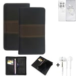 Wallet Case + headphones for OnePlus 12 Protective Cover Brown