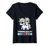 Womens Unicorn Friends Twinning With My Bestie Spirit Week Girls V-Neck T-Shirt