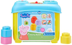 Clementoni 17715 Peppa Pig-Activity Bucket-Playset Clemmy Children 10 Months, Soft Building Blocks, Machine Washable-Made in Italy, Multicolour