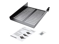 Startech.Com 1U Server Rack Shelf, 2U 22In Universal Fixed Vented Network Rack Shelf/Cantilever Tray For 19" Av/Data/Network Equipment Enclosure W/Cage Nuts & Screws, 50Lbs Weight Cap. - 2U Network Rack Shelf (Cabshelf22v) - Hylla För Rack - Svart -