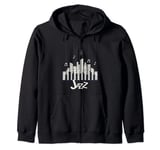 Jazz Music Lover - Vintage Piano Jazz Zip Hoodie