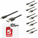 5 Pack Micro USB Data Sync Cable Charger Lead for Android Phones HTC LG Samsung