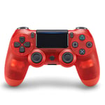 Xcmenl Game Controller for PS4, Bluetooth Wireless Gamepad Joystick Controller for PlayStation 4, Dual Vibration Motor, LED Light Bar, Anti-slip Grip - Transparent Red