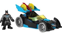 Imaginext DC Super Friends voiture Batmobile avec effets lumineux et lance projectiles disques, 1 figurine Batman incluse, jouet enfant dès 3 ans, HFD48 Multicolore