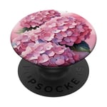 Watercolor Floral Pink Hydrangeas Flower Heads Hydrangea PopSockets Swappable PopGrip