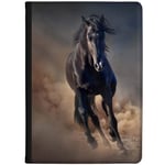 Azzumo Elegant Black Horse Running Faux Leather Case Cover/Folio for the Apple iPad 10.2 (2020) 8th Generation