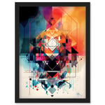 Abstract Geometric Spectral Prism Kaleidoscope Colour Light Shapes Modern Watercolour Illustration Artwork Framed Wall Art Print A4