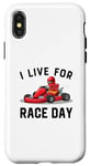 Coque pour iPhone X/XS I Live For Race Day Go Kart Racer Race Racing Driving