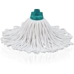 Leifheit Replacement Mop Head for Classic Mop, Cotton Mop Head, Highly Water Absorbent Mop Refill Head, Washable at 60 degrees, Universal Screw Connection, White, 8 x 8 x 31 cm