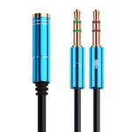 NANYI Headphone splitter Mic Cable, 3.5mm 4 Pin Female To 2x3.5mm 3 Pin Male Headphone converter head audio splitter Y Adapter cable (30cm / Blue)