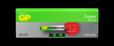 GP Super Alkaline AAA batteri, 24A/LR03, 12-pak