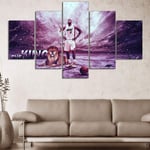 TOPRUN Picture print on canvas 5 pieces wall art for living room Modern home Art print Images 5 panel wall decor 150x80cm Solidframe Easily to hang Miami Heat Wall art LeBron James NBA Basketball