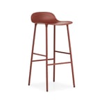 Normann Copenhagen Form barstol hög red, rödlackerad stålben