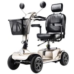 YUHT Light and Compact, Foldable,4 Wheel Power Electric Travel and Mobility Scooter,42Cm Wide Seat,Openable Handrail,Electromagnetic Brake,Rotatable Seat
