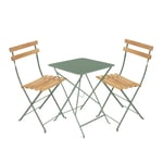 Fermob - Bistro matgrupp bord 57cm & 2 trä stolar cactus - Matgrupper utomhus