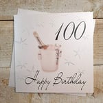 WHITE COTTON CARDS Carte Faite à la Main 100 Ans Motif Seau à Champagne Carte d'anniversaire