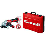 Einhell 4431142 Axxio Cordless Angle Grinder with Einhell 4530049 E M55/40 Power Tool Carry Box, Red, Werkzeugkoffer M