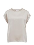 Viellette S/S Satin Top - Noos Tops T-shirts & Tops Short-sleeved Cream Vila