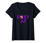 Womens Cute Funny Foxy AF Design V-Neck T-Shirt