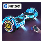Hoverboard Self Balancing Hoverboard For Kids And Adults,Connect Bluetooth To Play Music,Can Load 110KG, Maximum Speed 18KM/H, Maximum Mileage About 24KM (Color : Blue)