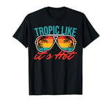 Tropic Like Its Hot Summer Vacation Hawaiian Palm Tree Retro T-Shirt