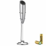 Electric Milk Frother With Stand One Touch Hand Whisk Battery Powered Nespresso