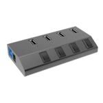 Winstar USB 3.0 hub 4x 3.0-portar svart inkl nätadapter 2,4A