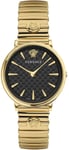 Versace VE8104722 V Circle Sort/Gul guldtonet stål Ø38 mm