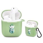 Idocolors Cool Koala Case compatible with Airpod Matcha Green Soft TPU, [ Supports Wireless Charging ] Protective Cover for Airpods 1st and 2nd Gen