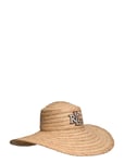 Logo Raffia Sun Hat Accessories Headwear Straw Hats Brown Lauren Ralph Lauren