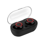 Fashion Bluetooth Earphone, Wireless Earphones, Bluetooth 5.0 Stereo Mini Dual Ear In Ear Sports Earplugs, for Gym Home Office, for Smart Phone Laptop PC etc (Color : Black red)