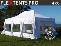 Quick-up telt FleXtents PRO 4x6m Hvit, inkl. 8 sider & dekorative gardiner