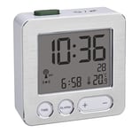 TFA Dostmann 60.2545.54 Digital radio-controlled alarm clock, plastic, white/silver, L 66 x W 22 x H 68 mm