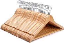 Strong Natural Wood Wooden Coat Hangers for Coats, Jacket, Trousers  (20 Pack)