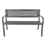 Prydnadsträdgårdsbänk med ryggstöd, parkbänk för terrass och balkong, metallkonstruktion, grafit