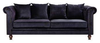 Venture Design Velvet 3-sits soffa, Svart sammet