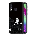 ZhuoFan Samsung Galaxy A40 Case, Phone Case Silicone Black with Pattern Ultra Slim Shockproof Soft Gel TPU Back Cover Bumper Skin for Samsung Galaxy A40 Smartphone (Space)