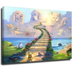 Rainbow Bridge All Pets Go Stairway to Heaven Art Print Sympathy Memorial Dogs Cats Unframe-style1 8×12inch(20×30cm)