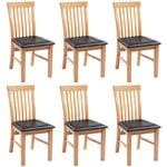 vidaXL spisebordsstole 6 stk. massivt egetræ og kunstlæder