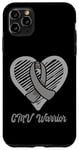 Coque pour iPhone 11 Pro Max CMV Warrior Wear Cœur de sensibilisation au CMV Ruban argenté