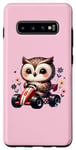 Galaxy S10+ Adorable Owl Riding Go-Kart Cute On Pink Case