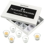 Set of 24 Circle Tea Light Candle Holders Clear Glass Design Stylish Decor  