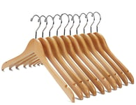 Nature Smile High Grade Solid Lotus Wooden Hangers - 10 Pack - Solid Wood Dress Hangers,Shirt Hangers,Coat Jacket Clothes Hangers,With Extra Smooth Finish, 360 Degree Swivel Hook(Natural)