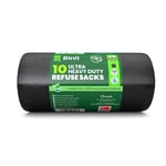 BIN IT 10 Tie Top, Ultra Heavy Duty, 120 Litre XL Refuse Sacks, Bin Bags, Bin Liners, 80kg Lift Tested, Super Strong, 60 μm, Perfect for Household, Office, Garden, Commercial, DIY, Caterers, Builders