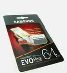 Samsung 64GB Evo Plus Micro SD Card (SDXC) UHS-I U3 + Adapter - 100MB/s