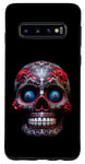 Coque pour Galaxy S10 Crâne en sucre Jour des morts Crâne Rouge et Noir Art