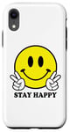 Coque pour iPhone XR Jaune Happy Face Citation Positive Cool Peace Hand Smile Face