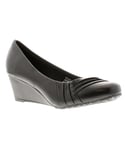 Comfort Plus Womens Shoes Wedges Cortez pu Slip On black - Size UK 7